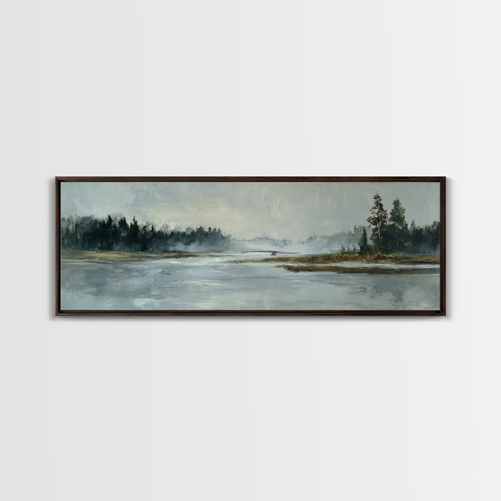 Misty Bridge Landscape Canvas Print, Black and White Art, Photo Prints, Living Room Decor, Watercolor Art, Monochrome, BAW-3x1-11