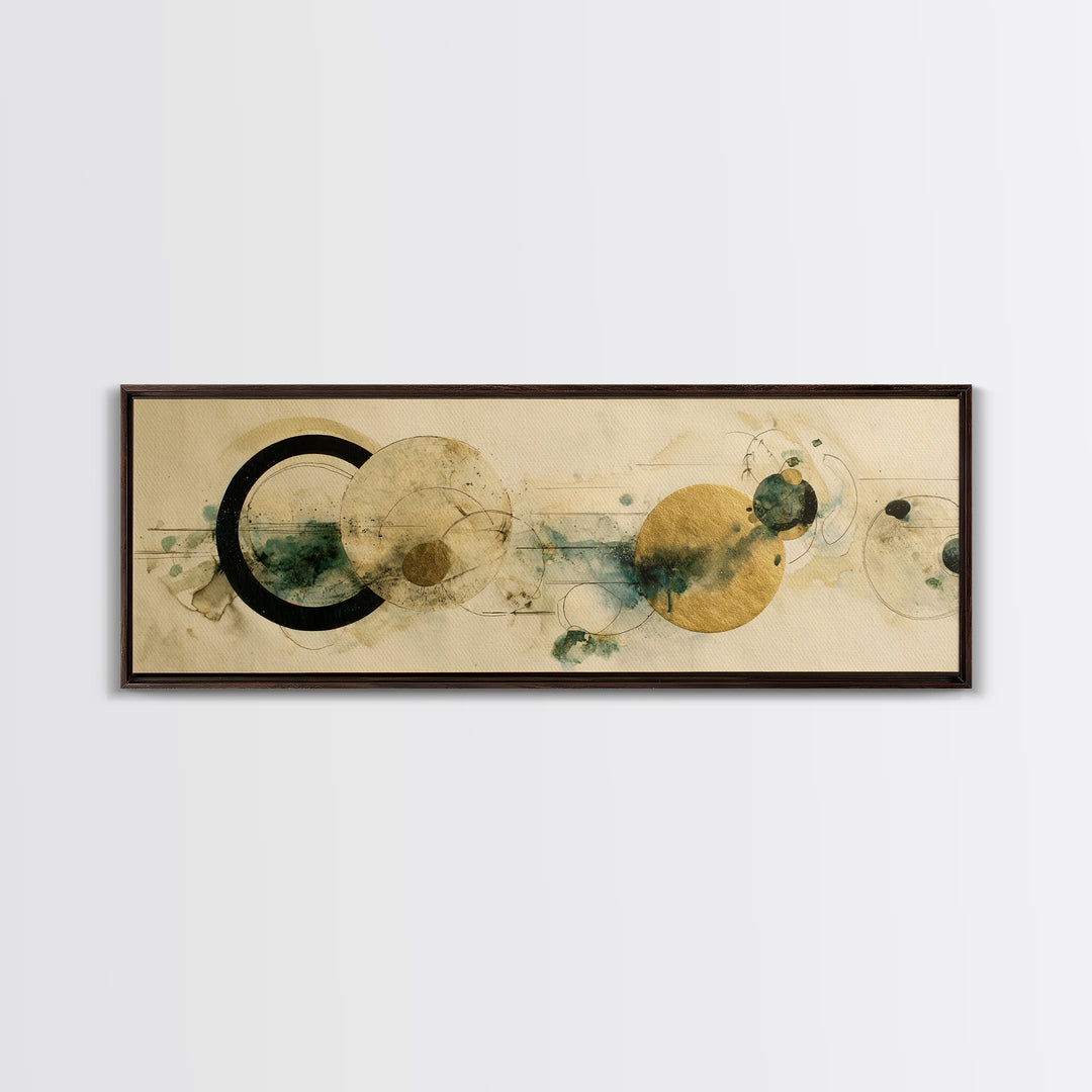 Large Circle and Line Abstract Canvas Print, Black and White Art, Abstract Wall Art, Living Room Decor, Abstract Art, BAW-3x1-16