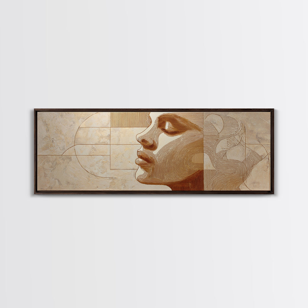Monochrome Female Profile Canvas Print, Black and White Art, Photo Prints, Living Room Decor, Abstract Art, Monochrome, BAW-3x1-41