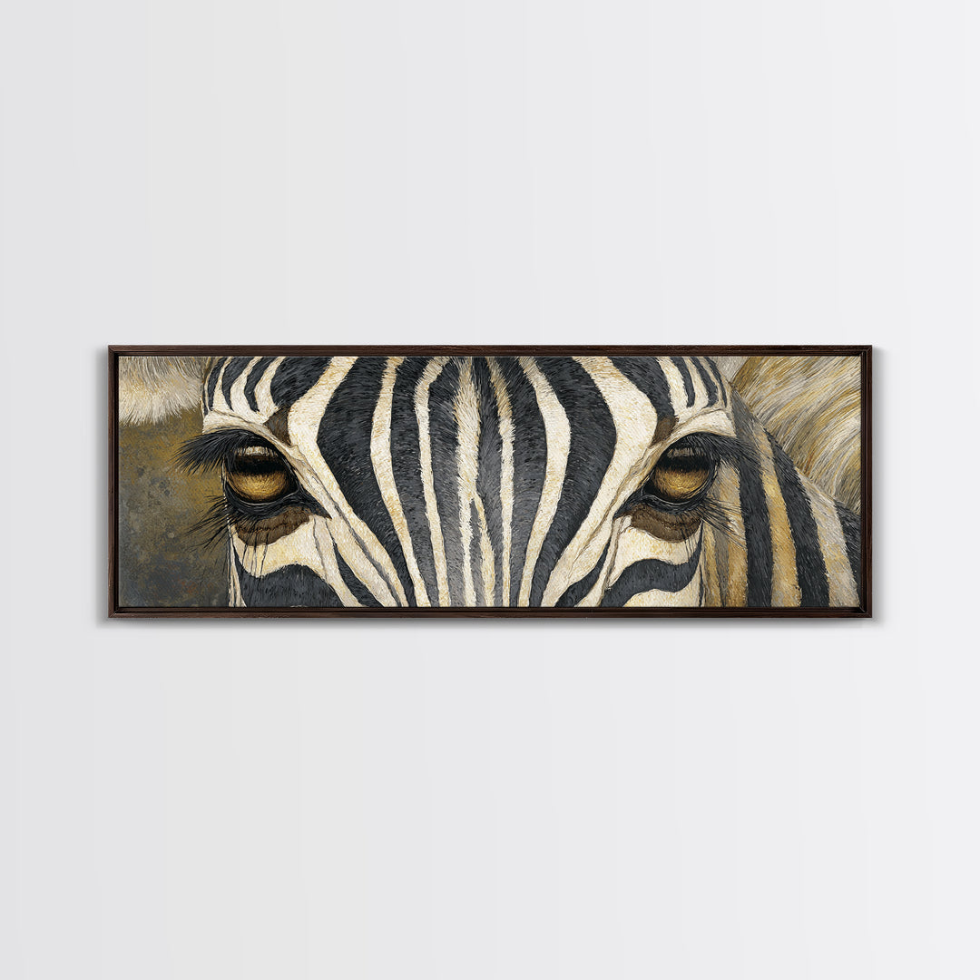 Zebra Stripe Closeup as Graphic Abstraction Canvas Print, Black and White Art, Textured Painting, Living Room Decor, Monochrome, BAW-3x1-48