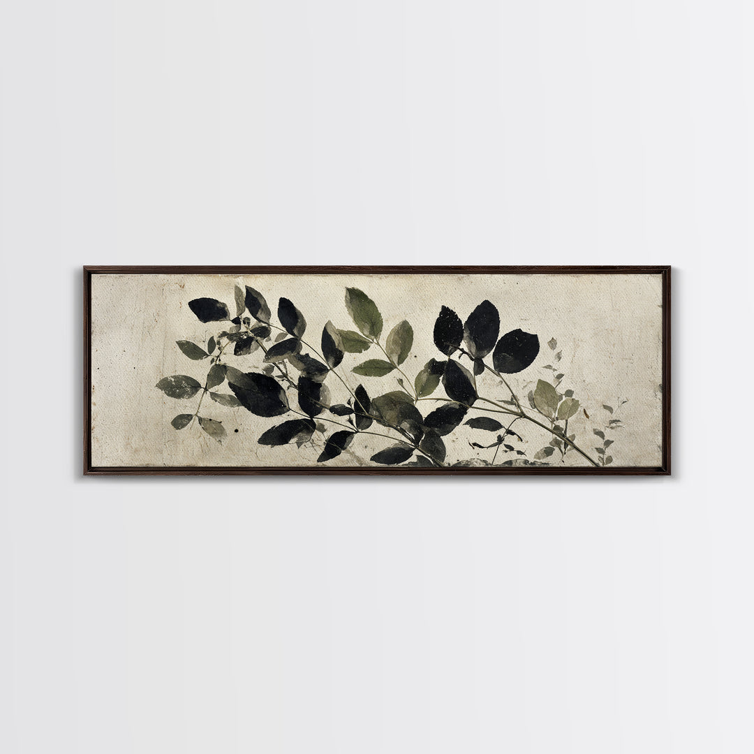 Black and White Botanical Specimen Plate Canvas Print, Black and White Art, Contemporary Art, Living Room Decor, Monochrome, BAW-3x1-63