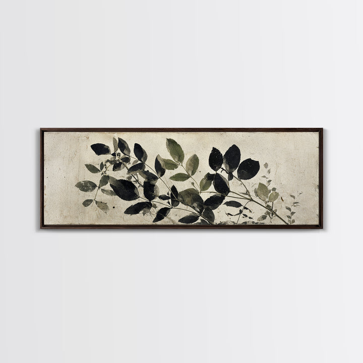 Black and White Botanical Specimen Plate Canvas Print, Black and White Art, Contemporary Art, Living Room Decor, Monochrome, BAW-3x1-63
