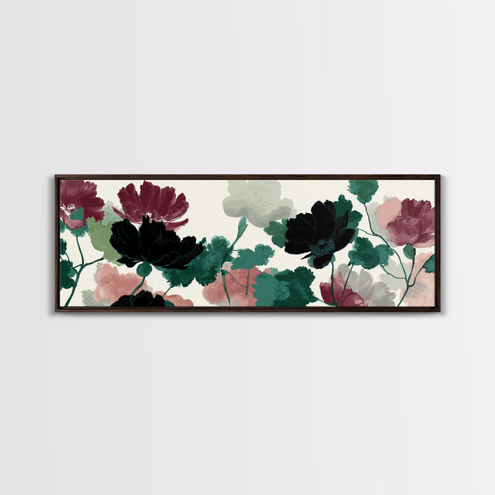 Minimal Botanical Branch Canvas Print, Black and White Art, Wall Art, Living Room Decor, Watercolor Art, Monochrome, BAW-3x1-70