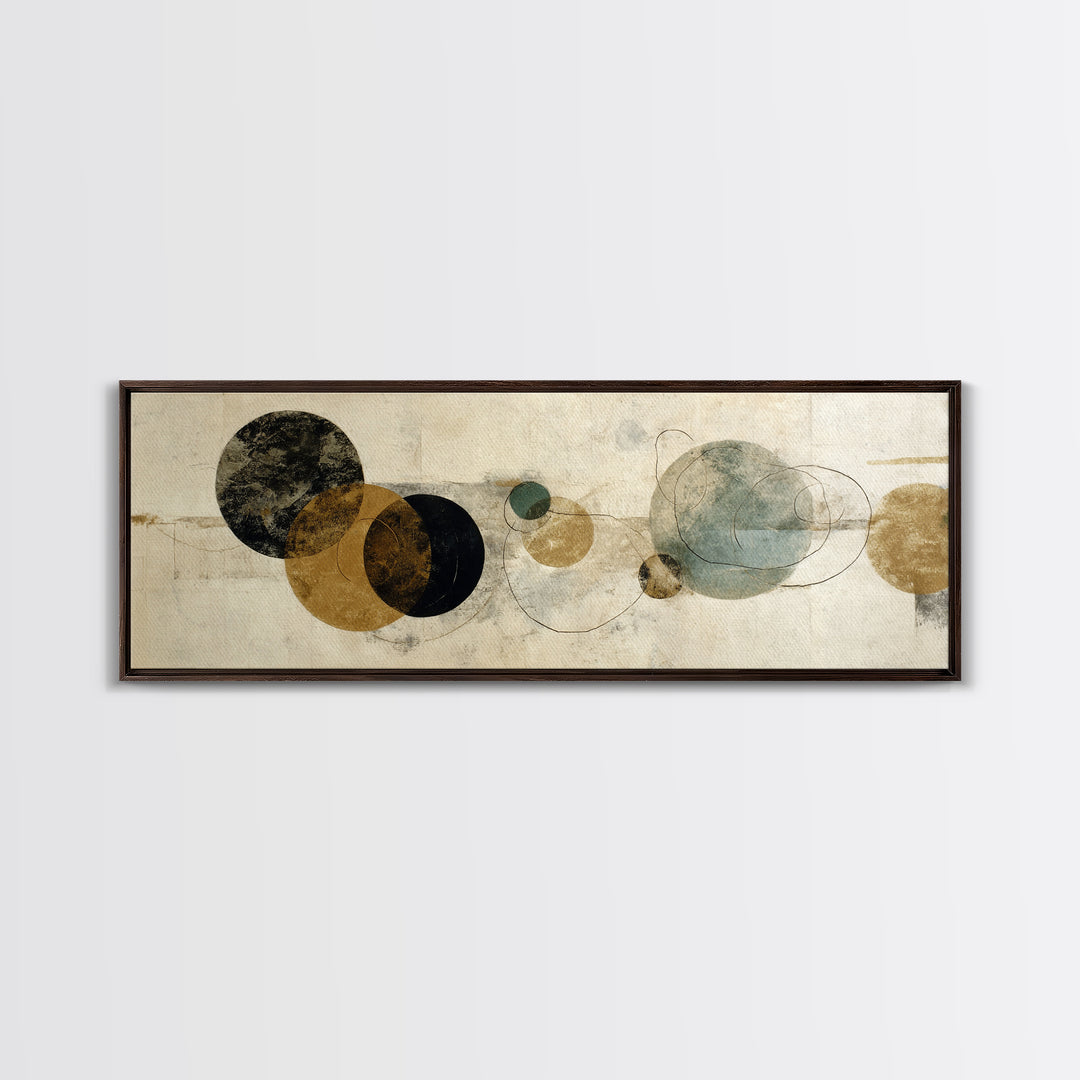 Large Circle and Line Abstract Canvas Print, Black and White Art, Wall Art, Living Room Decor, Abstract Art, Monochrome, BAW-3x1-88