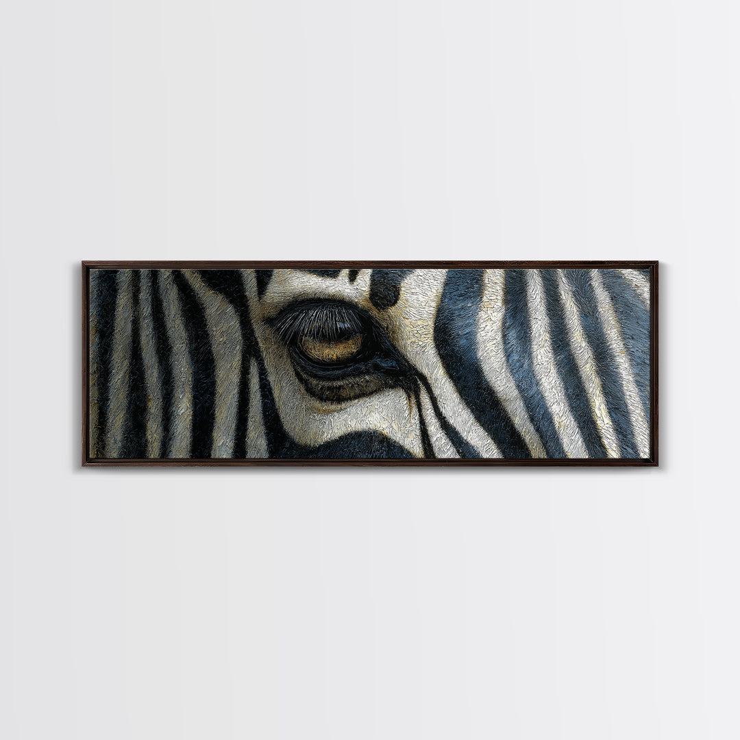 Zebra Stripe Closeup as Graphic Abstraction Canvas Print, Black and White Art, Textured Painting, Living Room Decor, Monochrome, BAW-3x1-96