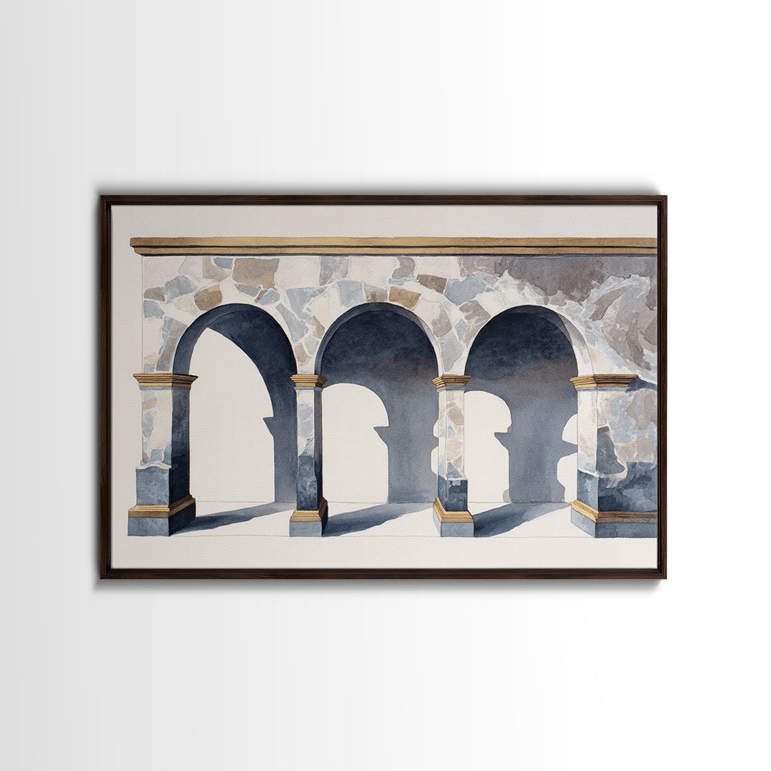 High Contrast Architectural Arches and Shadows Canvas Print, Black and White Art, Statement Artwork, Living Room Decor, BAW-3x2-31