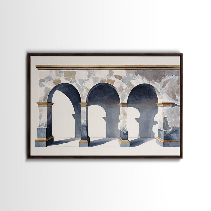High Contrast Architectural Arches and Shadows Canvas Print, Black and White Art, Statement Artwork, Living Room Decor, BAW-3x2-31