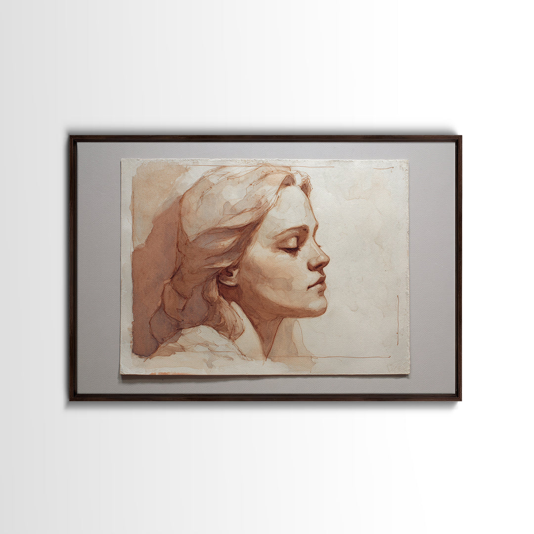 Classic Nude Figure Sketch Canvas Print, Black and White Art, Modern Art, Living Room Decor, Oil Painting, Monochrome, BAW-3x2-61