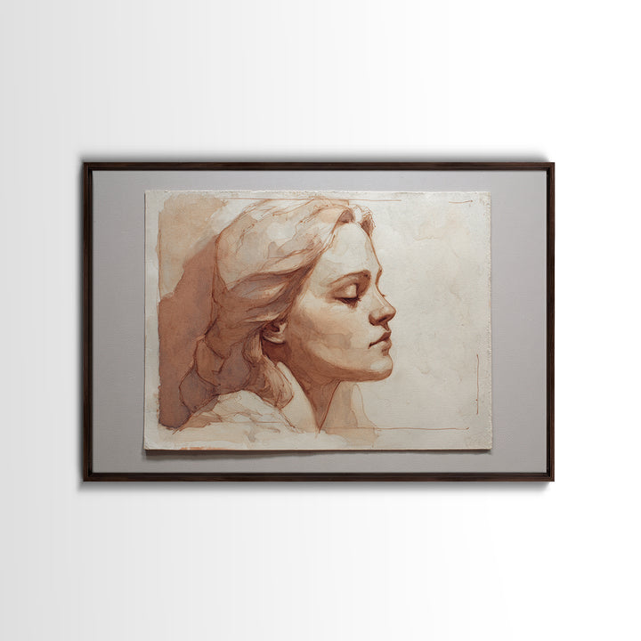 Classic Nude Figure Sketch Canvas Print, Black and White Art, Modern Art, Living Room Decor, Oil Painting, Monochrome, BAW-3x2-61