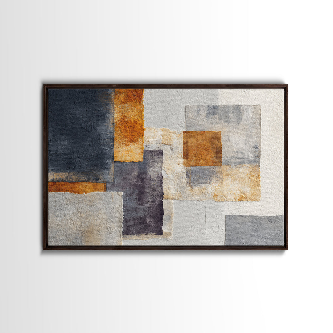 Geometric Bauhaus Grayscale Shapes Canvas Print, Black and White Art, Abstract Wall Art, Living Room Decor, Monochrome, BAW-3x2-70