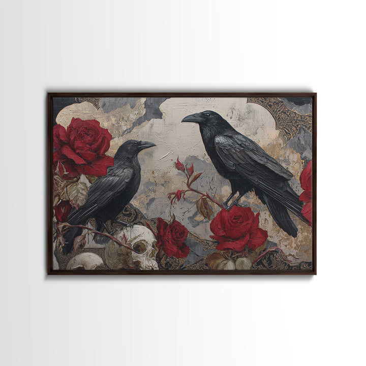 Ink Splatter Raven Composition Canvas Print, Black and White Art, Contemporary Art, Living Room Decor, Fine Art, Monochrome, BAW-3x2-72
