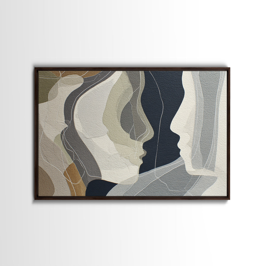 Monochrome Female Profile Framed Canvas Print, Black and White Art, Room Decor, Living Room Decor, Abstract Art, Monochrome, BAW-3x2-77