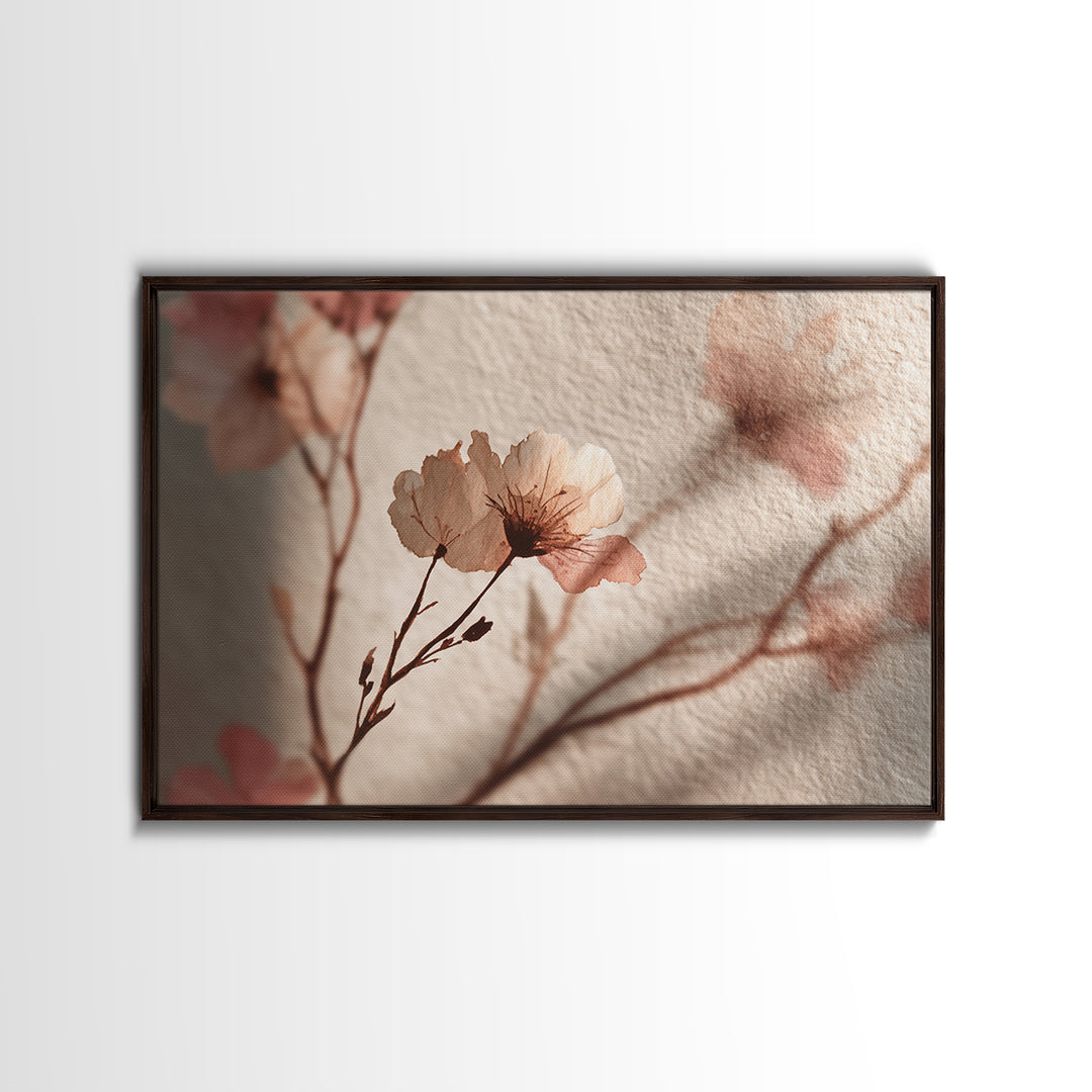 Minimal Botanical Branch Framed Canvas Print, Black and White Art, Modern Art, Living Room Decor, Watercolor Art, Monochrome, BAW-3x2-82