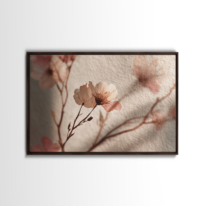 Minimal Botanical Branch Framed Canvas Print, Black and White Art, Modern Art, Living Room Decor, Watercolor Art, Monochrome, BAW-3x2-82