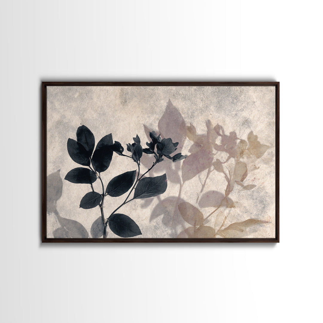 Black and White Botanical Specimen Plate Canvas Print, Black and White Art, Printable Wall Art, Living Room Decor, Monochrome, BAW-3x2-99