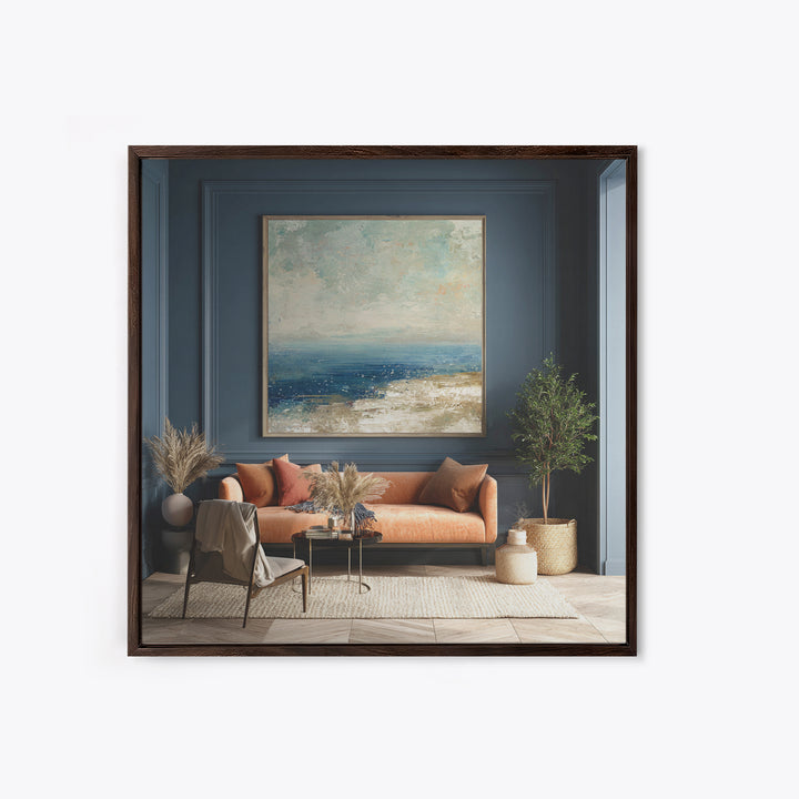 Coastal Cliffs with Gulls and Sea Spray Framed Canvas Print, Beach Art, Original Art, Coastal Decor, Fine Art, Shore, BEA-1x1-11