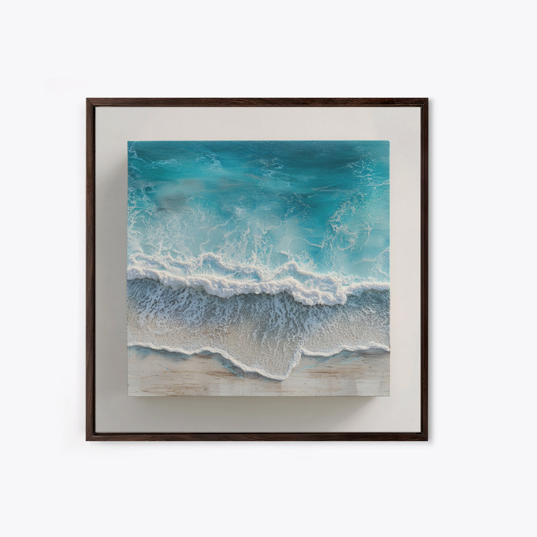 Aerial Turquoise Shoreline Canvas Print, Beach Art, Modern Decor, Coastal Decor, Fine Art, Shore, Home Decor, Wall Decor, BEA-1x1-25