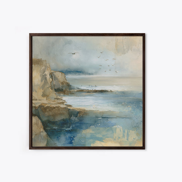 Coastal Cliffs with Gulls and Sea Spray Canvas Print, Beach Art, Wall Art Print, Coastal Decor, Fine Art, Shore, Beach Prints, BEA-1x1-35
