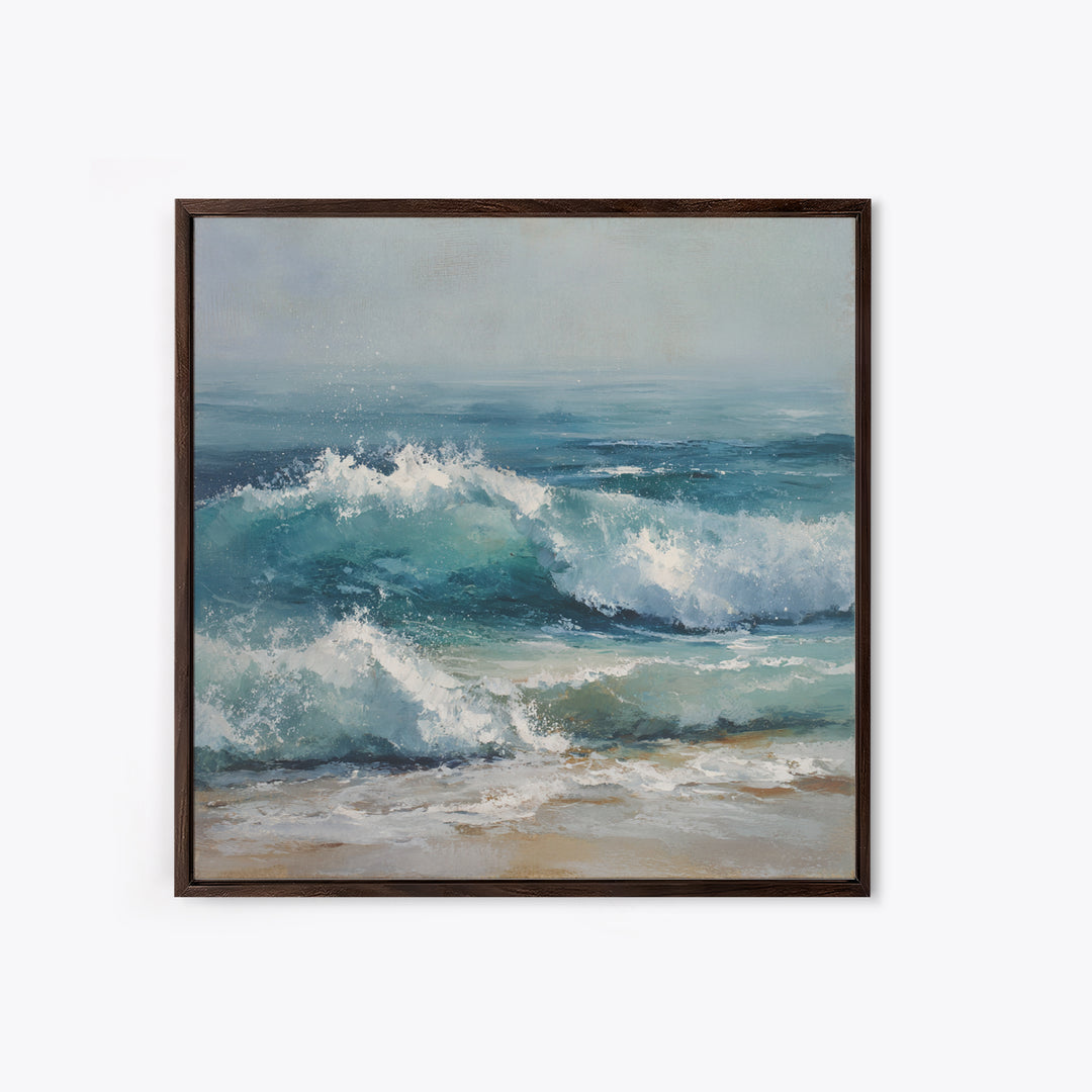 Stormy Ocean Wave Canvas Print, Beach Art, Textured Painting, Coastal Decor, Oil Painting, Shore, Digital Wall Art, BEA-1x1-81