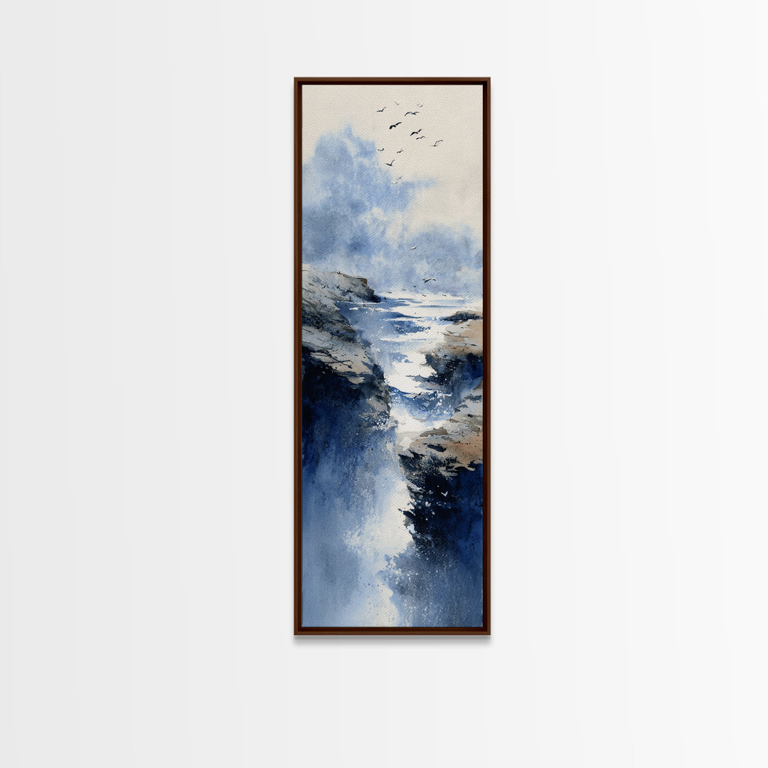 Coastal Cliffs with Gulls and Sea Spray Canvas Print, Beach Art, Wall Decor, Coastal Decor, Fine Art, Shore, Whimsical Decor, BEA-1x3-23