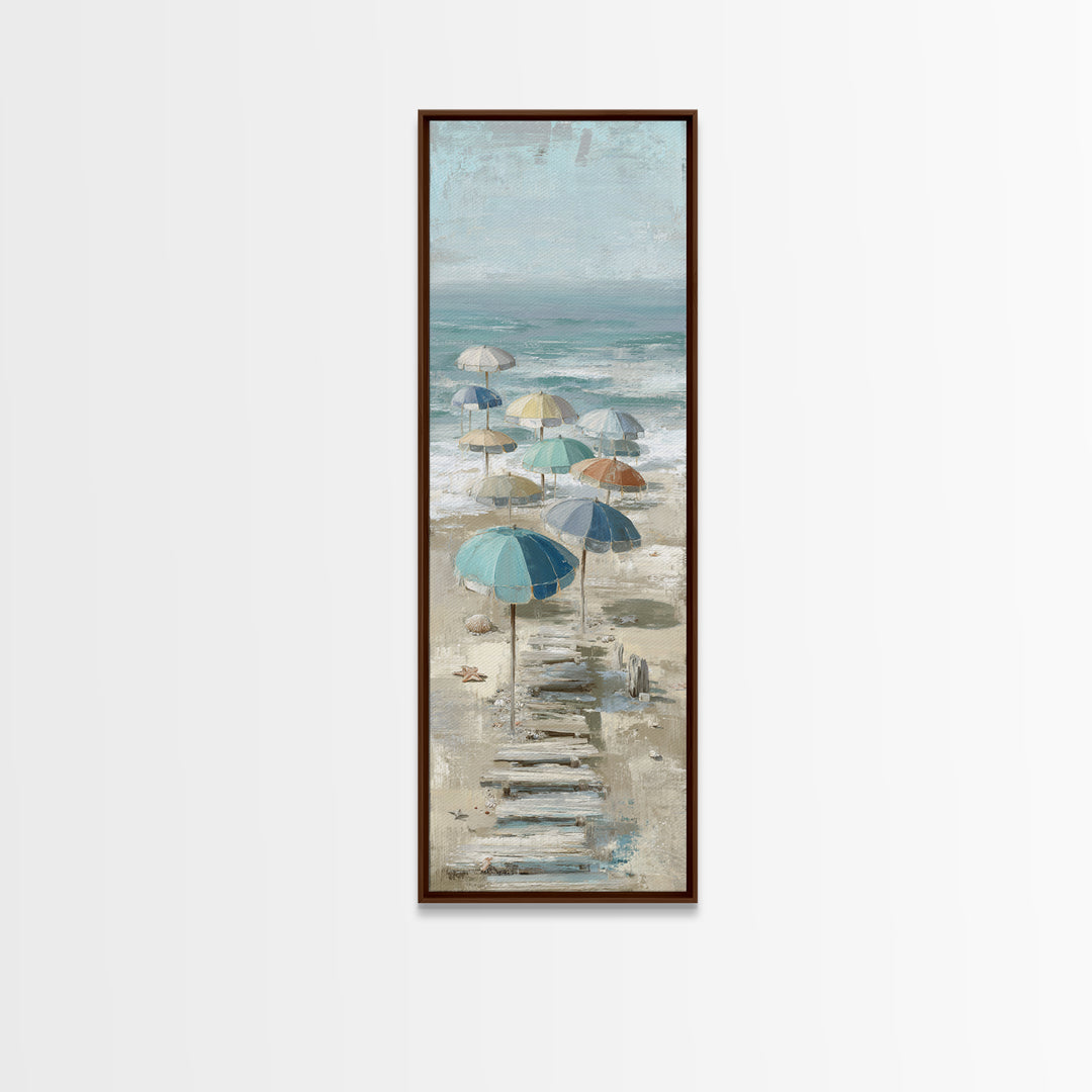 Beach Umbrella Pattern Canvas Print, Beach Art, Contemporary Art, Coastal Decor, Fine Art, Shore, Original Art, Abstract Art, BEA-1x3-44