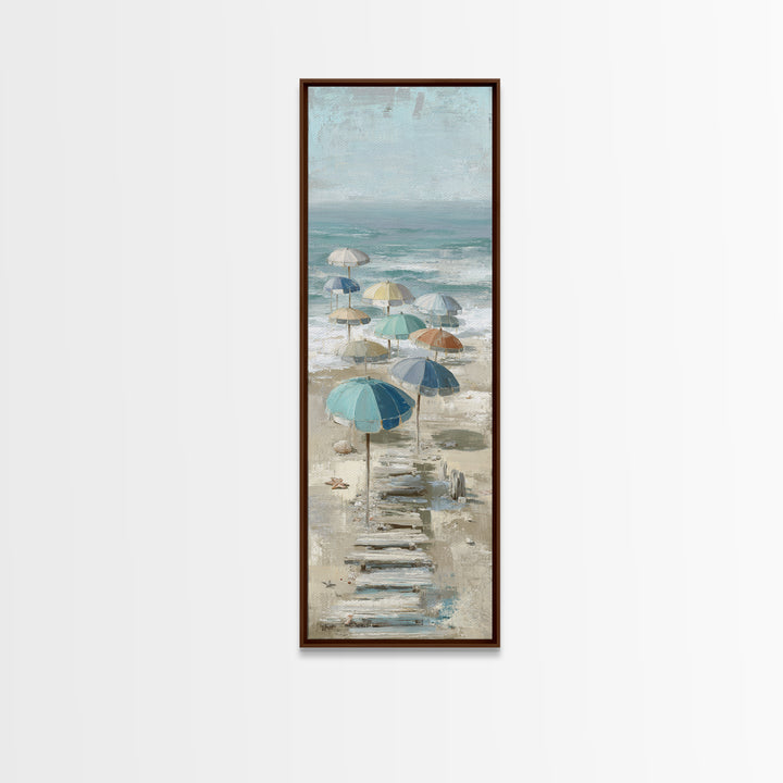 Beach Umbrella Pattern Canvas Print, Beach Art, Contemporary Art, Coastal Decor, Fine Art, Shore, Original Art, Abstract Art, BEA-1x3-44
