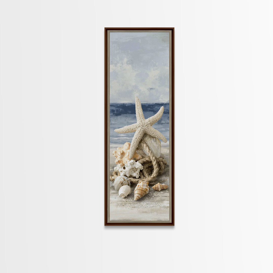 Sun Bleached Starfish and Shells Still Life Canvas Print, Beach Art, Art Prints, Coastal Decor, Fine Art, Shore, Wall Art Print, BEA-1x3-73