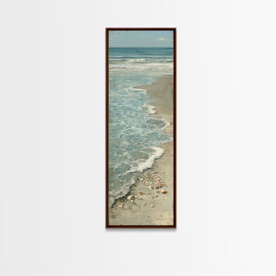 Mediterranean Cove with Clear Water Framed Canvas Print, Beach Art, Statement Artwork, Coastal Decor, Fine Art, Shore, BEA-1x3-8