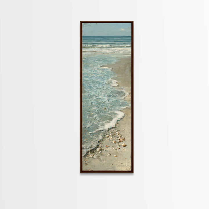 Mediterranean Cove with Clear Water Framed Canvas Print, Beach Art, Statement Artwork, Coastal Decor, Fine Art, Shore, BEA-1x3-8