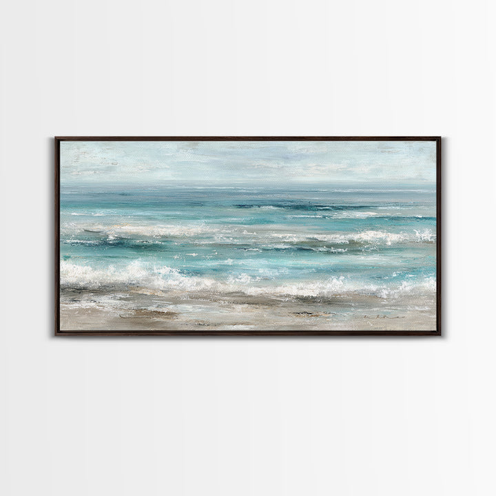 Mediterranean Cove with Clear Water Framed Canvas Print, Beach Art, Home Decor, Coastal Decor, Fine Art, Shore, Printable Art, BEA-2x1-40