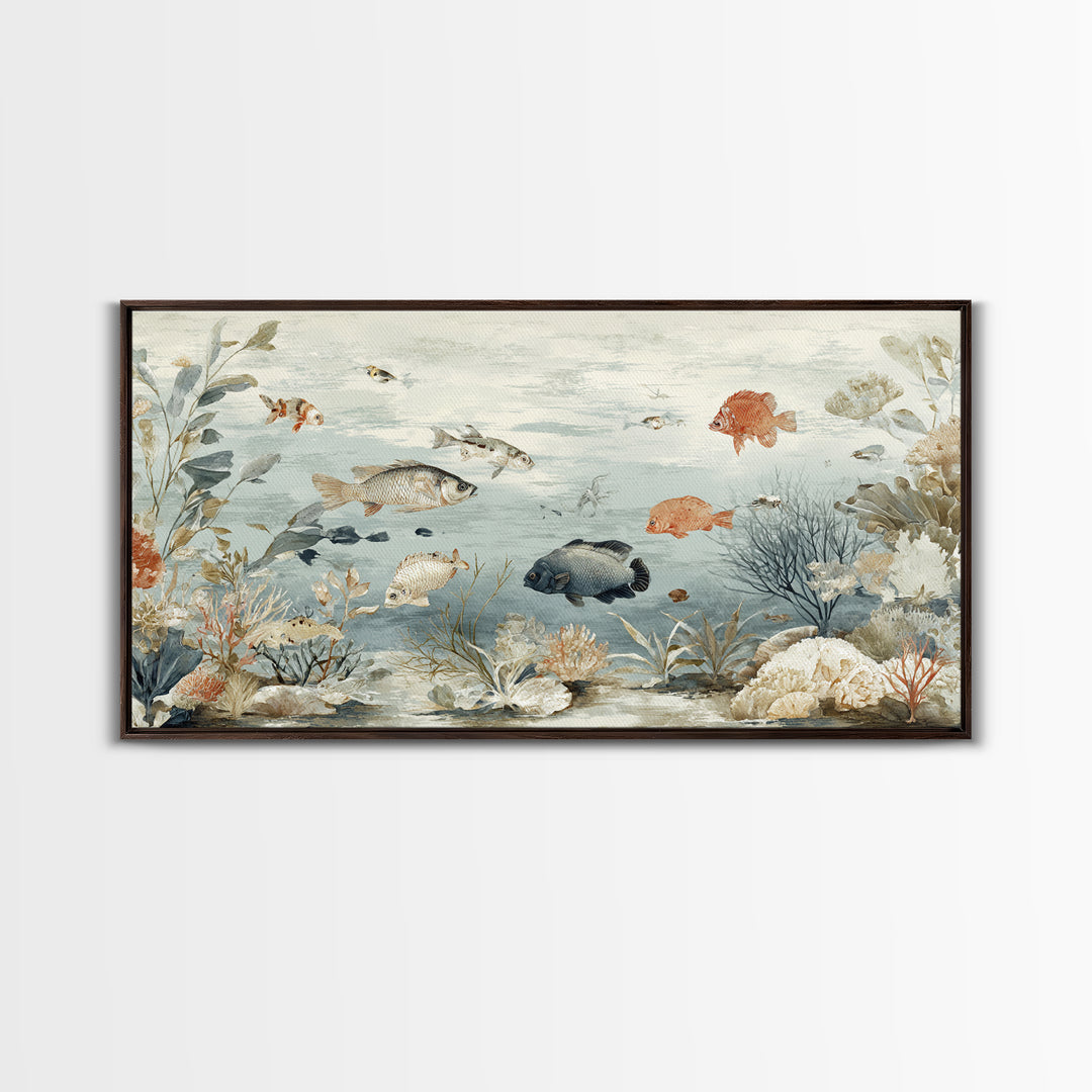 Coral Reef Fish Canvas Print, Beach Art, Contemporary Art, Coastal Decor, Fine Art, Shore, Original Art, Abstract Art, BEA-2x1-54