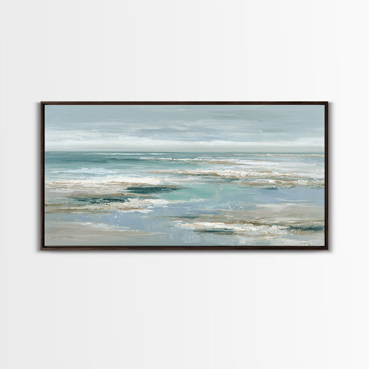 Seashell Collection Painted Like Natural Specimens Framed Canvas Print, Beach Art, Digital Wall Art, Coastal Decor, Shore, BEA-2x1-72