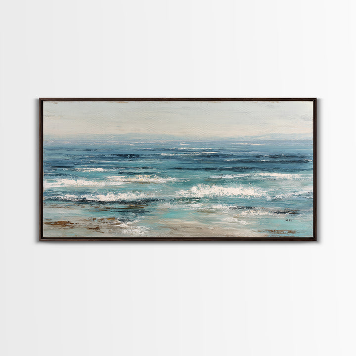 Abstract Ocean Horizon Framed Canvas Print, Beach Art, Wall Art Print, Coastal Decor, Shore, Beach Prints, Gallery Decor, BEA-2x1-84