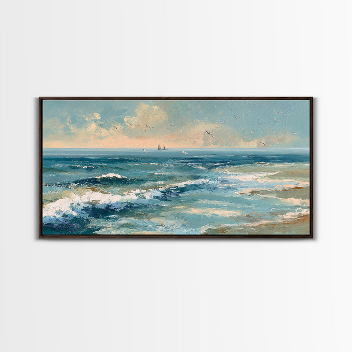 Aerial Turquoise Shoreline Canvas Print, Beach Art, Original Art, Coastal Decor, Fine Art, Shore, Beach Decor, Modern Art, BEA-2x1-93