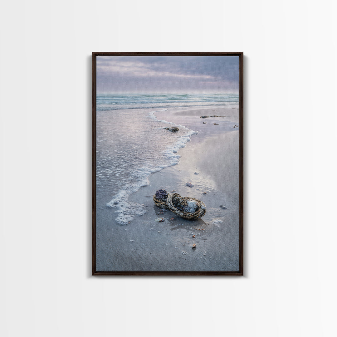 Pink Sunrise Reflected on Wet Sand Framed Canvas Print, Beach Art, Boho Decor, Coastal Decor, Abstract Art, Shore, Art Prints, BEA-2x3-26