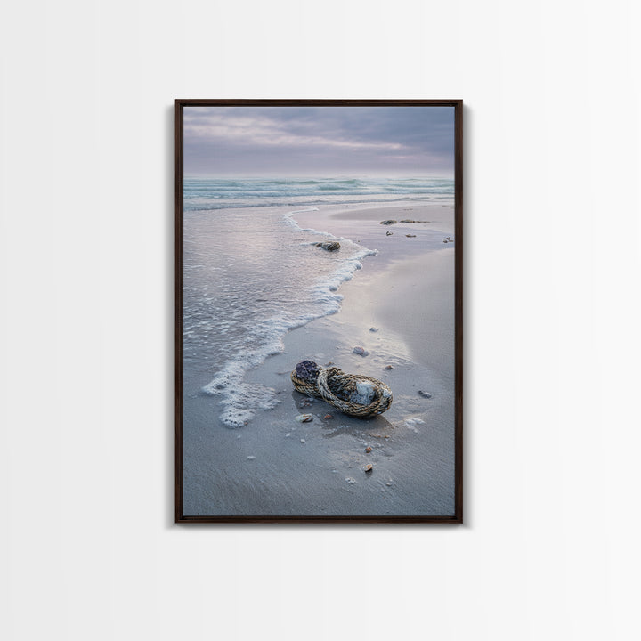 Pink Sunrise Reflected on Wet Sand Framed Canvas Print, Beach Art, Boho Decor, Coastal Decor, Abstract Art, Shore, Art Prints, BEA-2x3-26