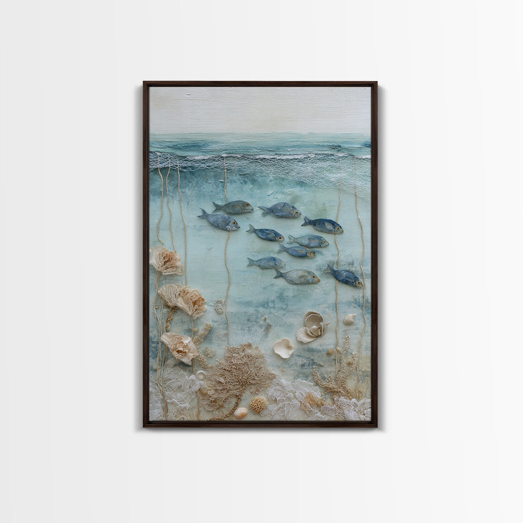 Coral Reef Fish Canvas Print, Beach Art, Home Decor, Coastal Decor, Oil Painting, Shore, Printable Art, Abstract Wall Art, BEA-2x3-66