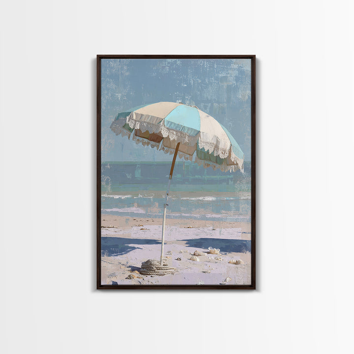 Beach Umbrella Pattern Framed Canvas Print, Beach Art, Printable Wall Art, Coastal Decor, Fine Art, Shore, Living Room Wall Art, BEA-2x3-88