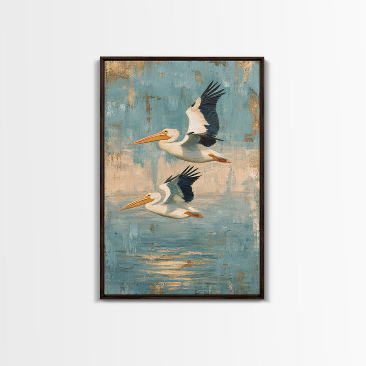 Pelicans Flying Low Canvas Print, Beach Art, Abstract Art, Coastal Decor, Fine Art, Shore, Modern Art, Beach Wall Art, BEA-2x3-99
