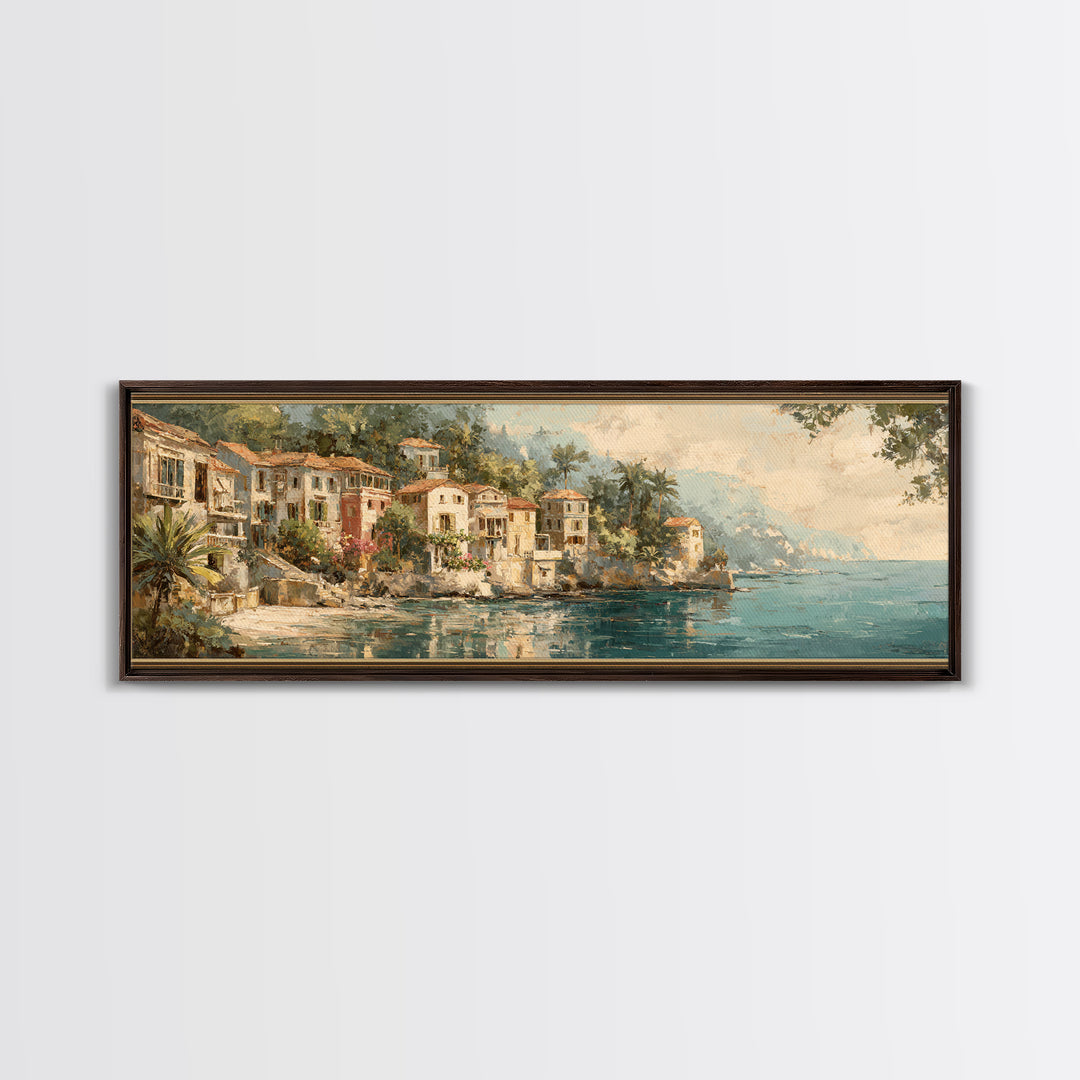 Mediterranean Cove with Clear Water Canvas Print, Beach Art, Beach Prints, Coastal Decor, Fine Art, Shore, Minimalist Decor, BEA-3x1-36