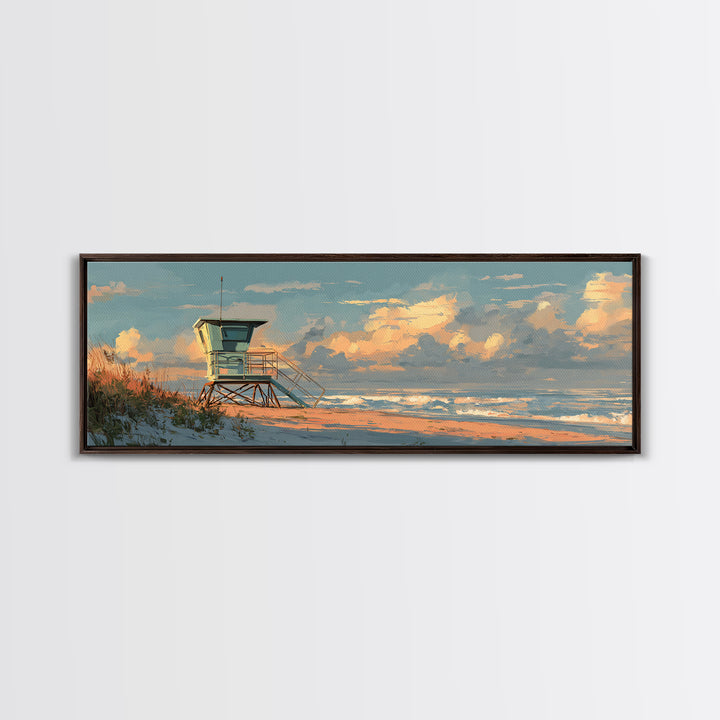 Quiet Lifeguard Tower at Golden Hour Canvas Print, Beach Art, Art, Coastal Decor, Fine Art, Shore, Abstract Wall Art, BEA-3x1-43