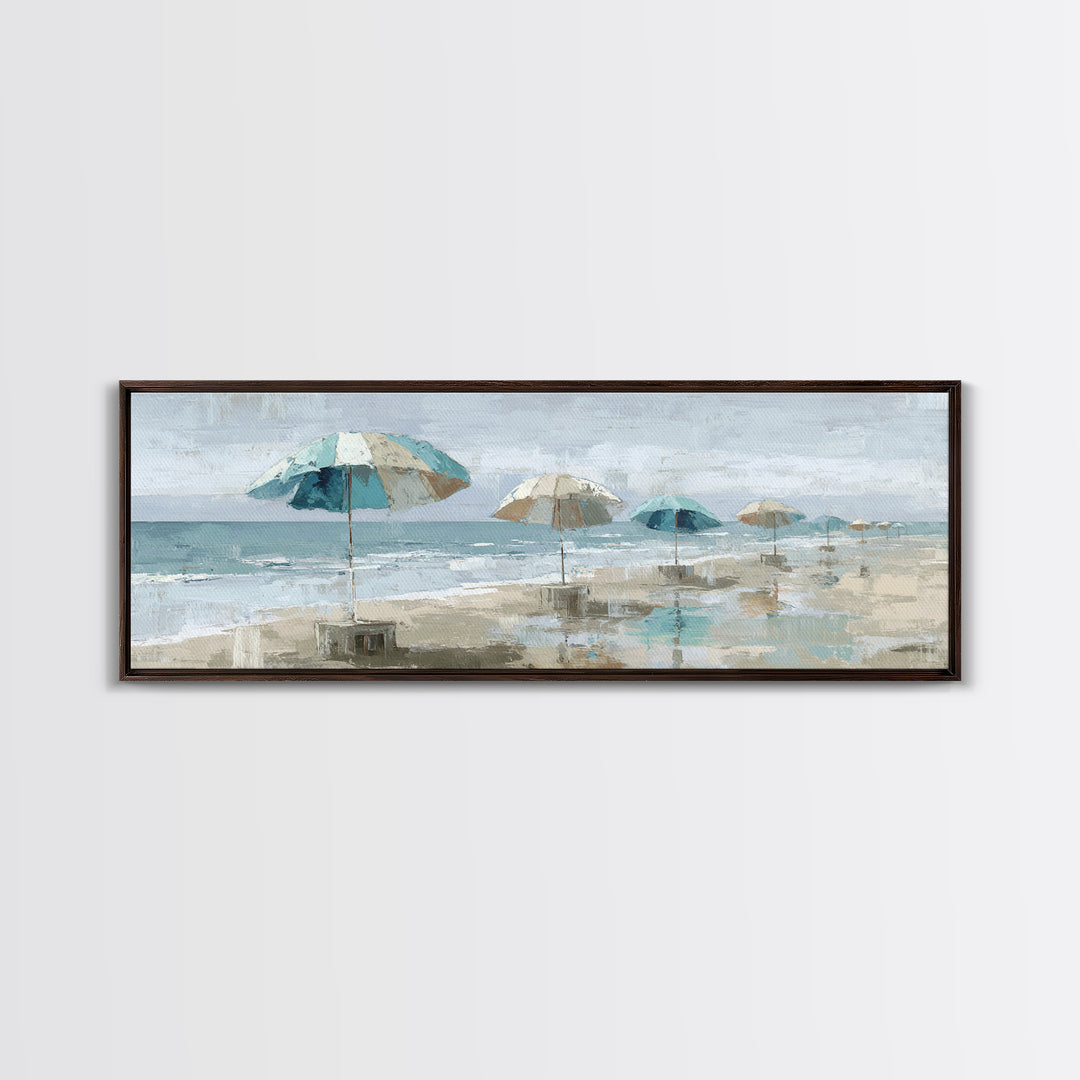 Beach Umbrella Pattern Framed Canvas Print, Beach Art, Wall Art, Coastal Decor, Fine Art, Shore, Abstract Art, Printable Art, BEA-3x1-72