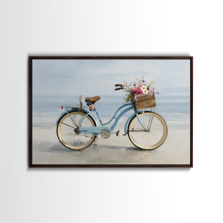 Bright Beach Cruiser Bicycle Canvas Print, Beach Art, Modern Art, Coastal Decor, Oil Painting, Shore, Luxury Decor, Art Print, BEA-3x2-51