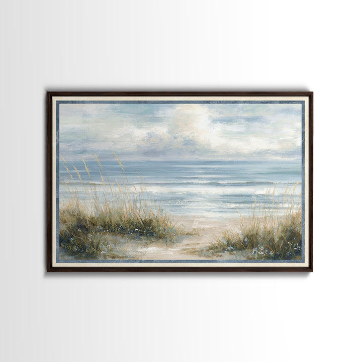 Driftwood and Wildflowers on Sand Canvas Print, Beach Art, Coastal Wall Art, Coastal Decor, Oil Painting, Shore, Fine Art Print, BEA-3x2-98