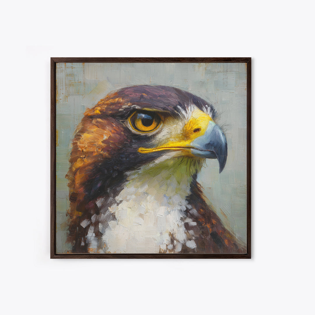 Eagle Portrait with Dramatic Mountain Wind Framed Canvas Print, Bird Art, Digital Prints, Living Room Decor, Fine Art, Flight, BIR-1x1-12