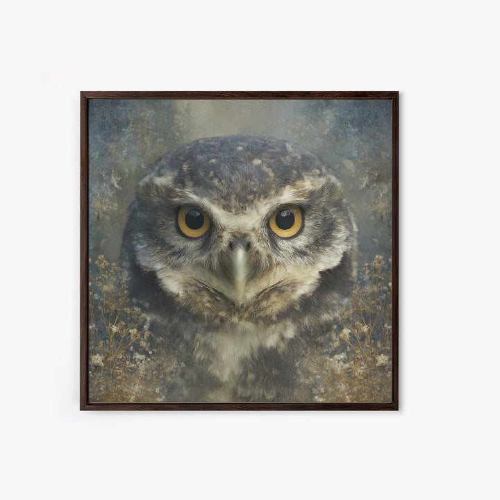 Owl Portrait with Wise Golden Eyes Canvas Print, Bird Art, Room Decor, Living Room Decor, Fine Art, Flight, Digital Print, BIR-1x1-77
