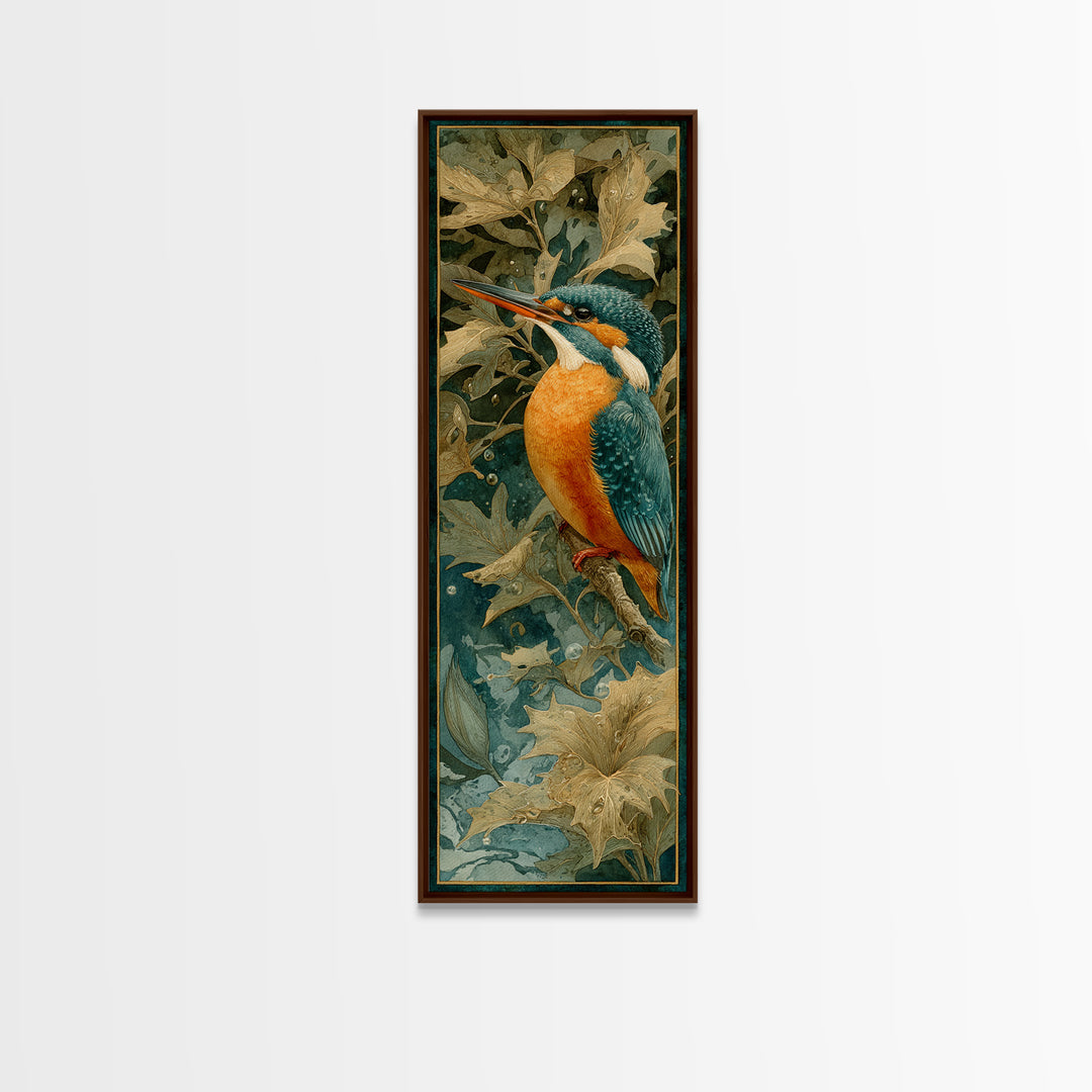 Kingfisher Diving Toward Blue Water Canvas Print, Bird Art, Bird Wall Art, Living Room Decor, Fine Art, Flight, Art Print, BIR-1x3-95