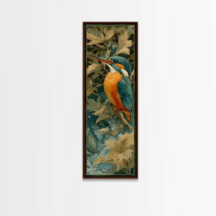 Kingfisher Diving Toward Blue Water Canvas Print, Bird Art, Bird Wall Art, Living Room Decor, Fine Art, Flight, Art Print, BIR-1x3-95