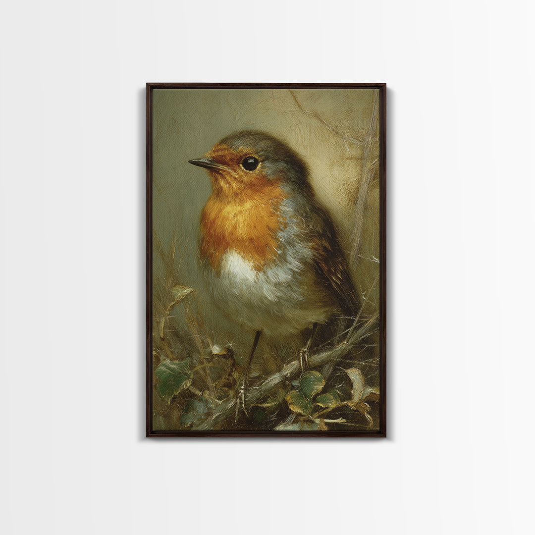 Robin in a Spring Garden with Soft Canvas Print, Bird Art, Art Print, Living Room Decor, Fine Art, Flight, Original Art, BIR-2x3-23