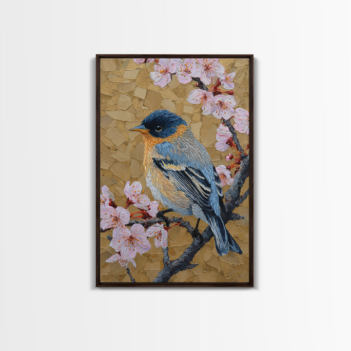 Songbird Perched on Cherry Blossoms Canvas Print, Bird Art, Fine Art Print, Living Room Decor, Fine Art, Flight, Wall Decor, BIR-2x3-40